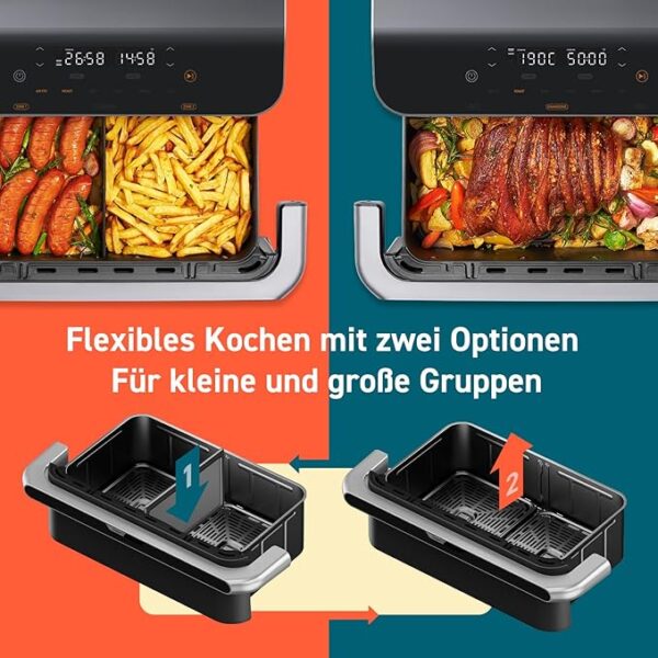 Heißluftfritteuse 2 Kammern Airfryer, 8-in-1 Dual Blaze TwinFry XXL 10L – Bild 4